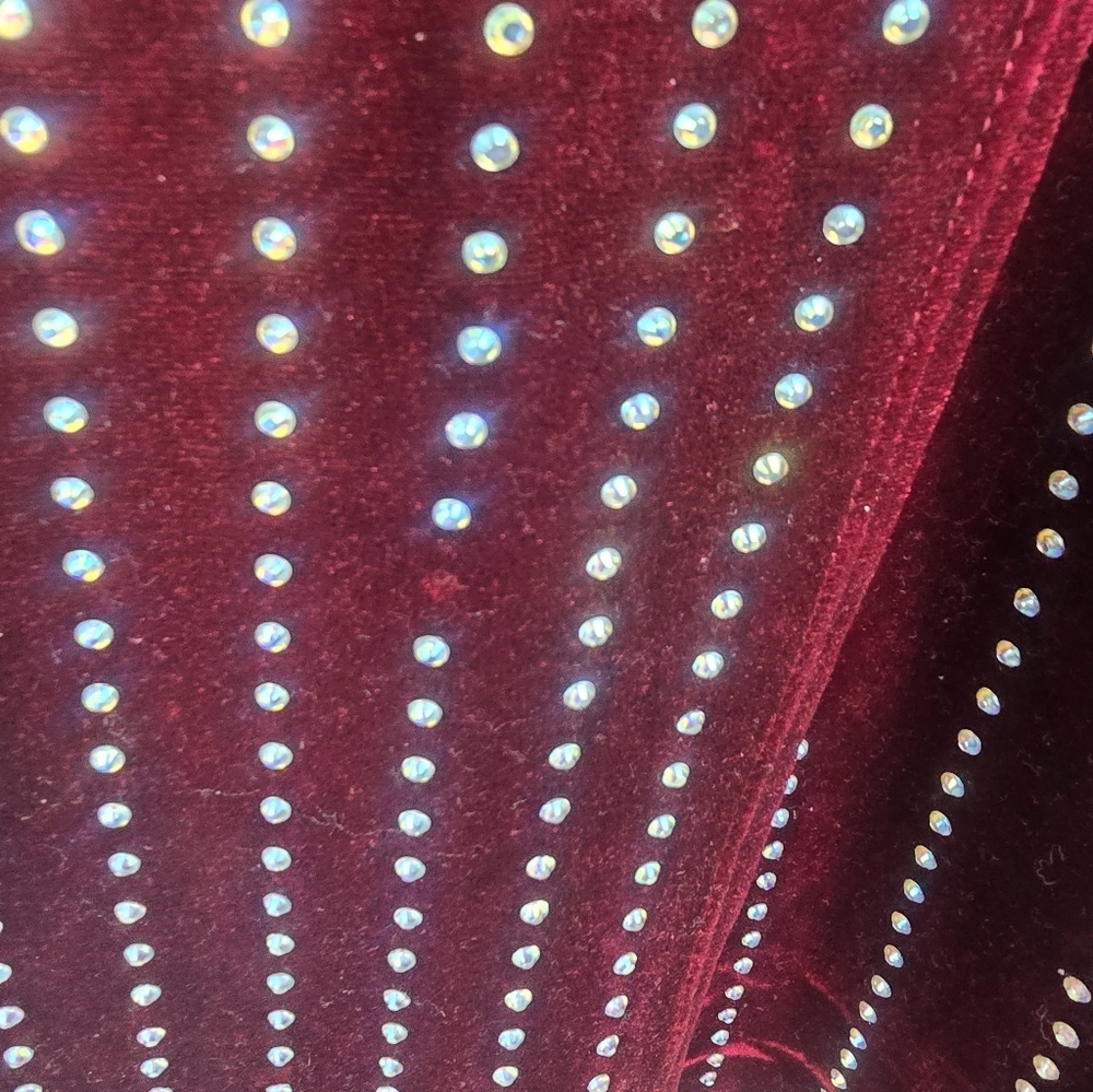 Windsor Elegant Burgundy Studded Long Sleeve Wrap Dress Sz M - Picture 6 of 13